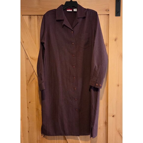 LL Bean Traveler Shirt Dress Button Midi Size L Purple QX92 - Picture 1 of 16